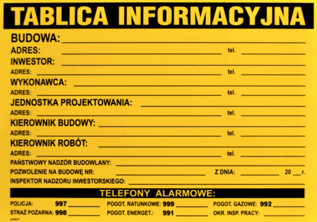 Tablica Informacyjna Budowy